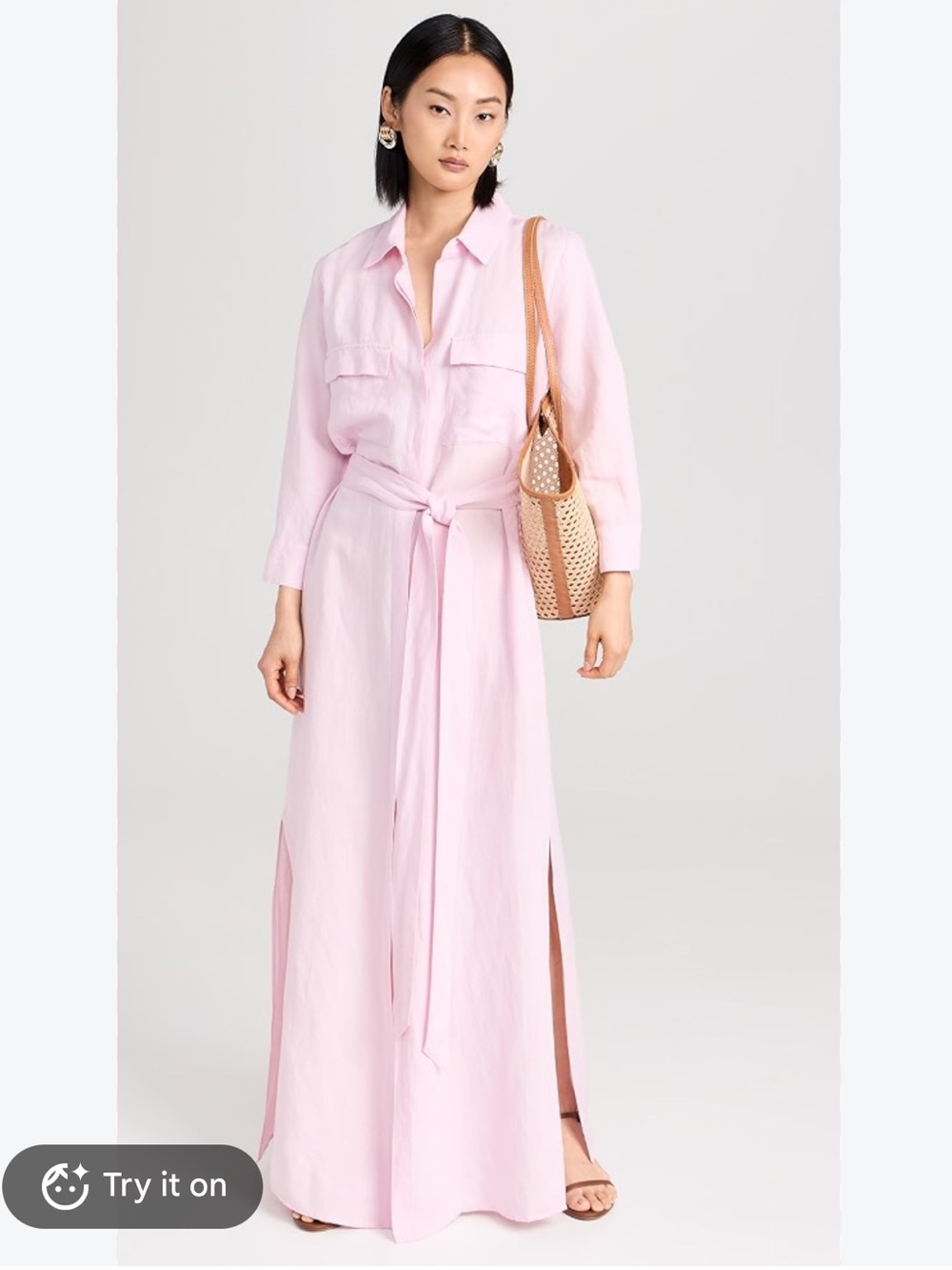 L'AGENCE Cameron Long Shirt Dress Lilac Snow size Small